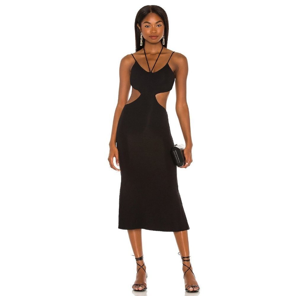 LOVERS and Friends Black Cut Out Midi Dress Size Small